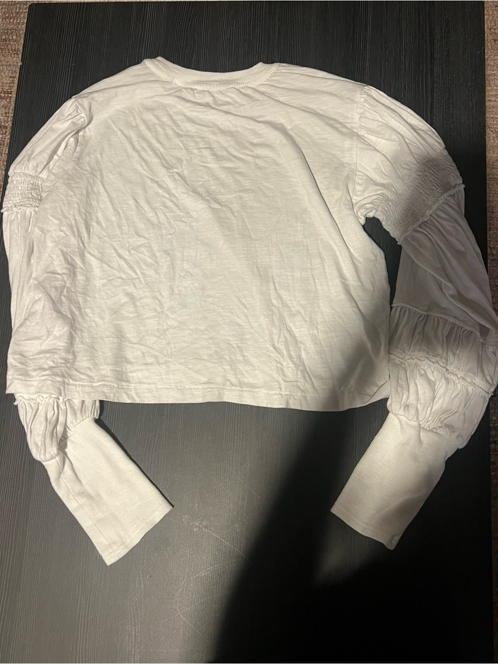 Pilcro Crew-Neck Ruched & Smocked-Sleeve White Top - Picture 6 of 6